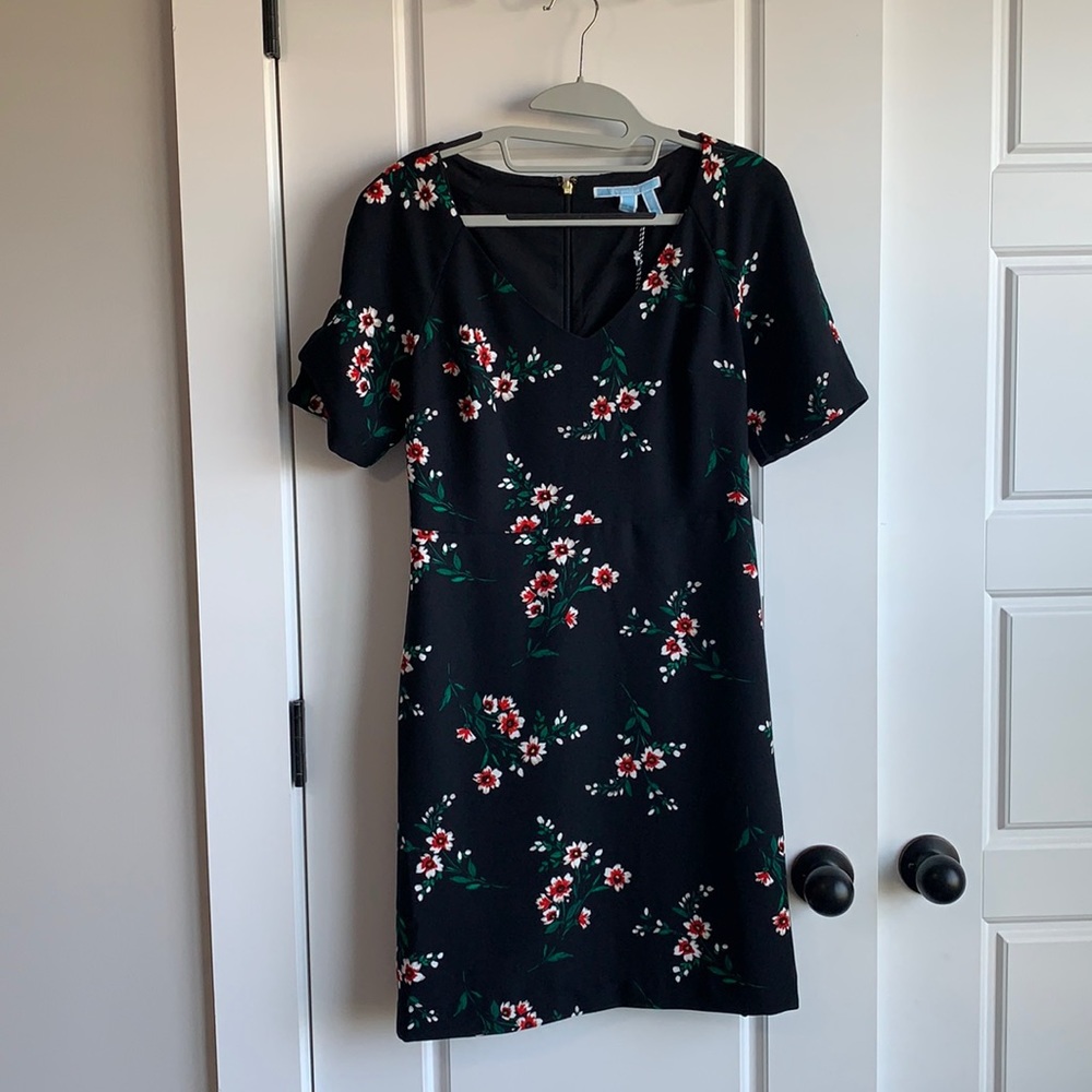 Draper James 2 XS black floral short mini dress